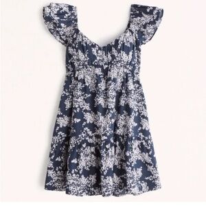 Abercrombie and Fitch blue ruffle shoulder mini dress. Never worn. NWOT